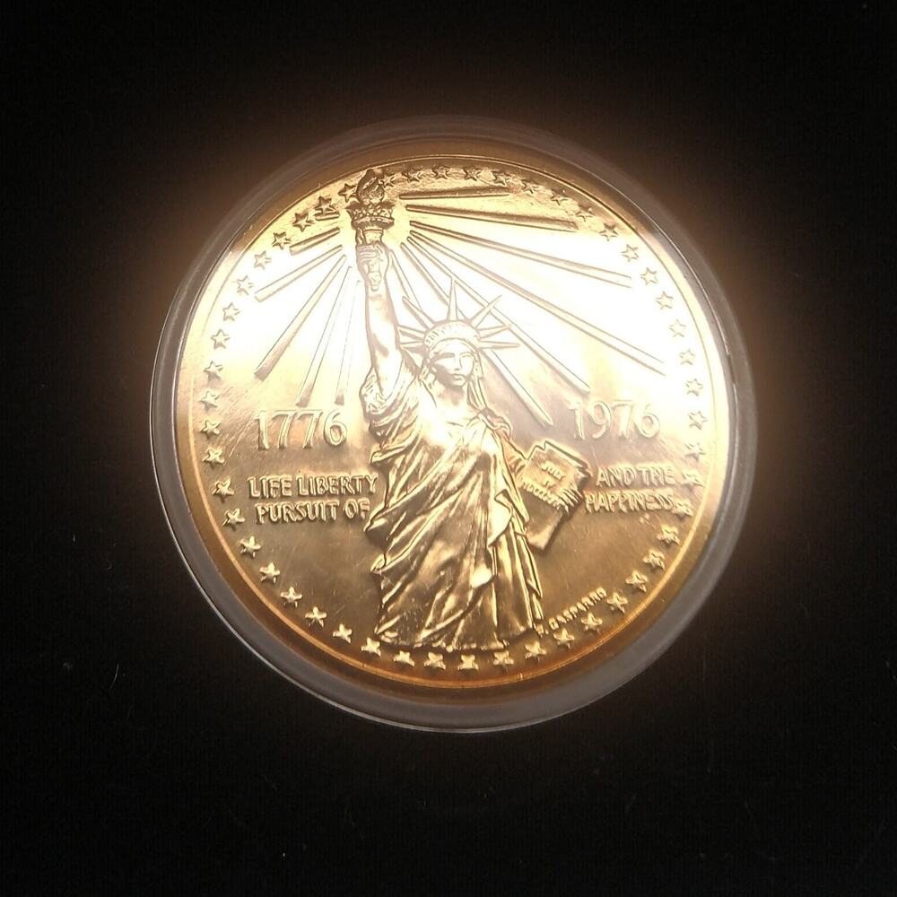 U.S. Mint National Bicentennial Medal 1976 Gold Plated Bronze With Box Paperwork